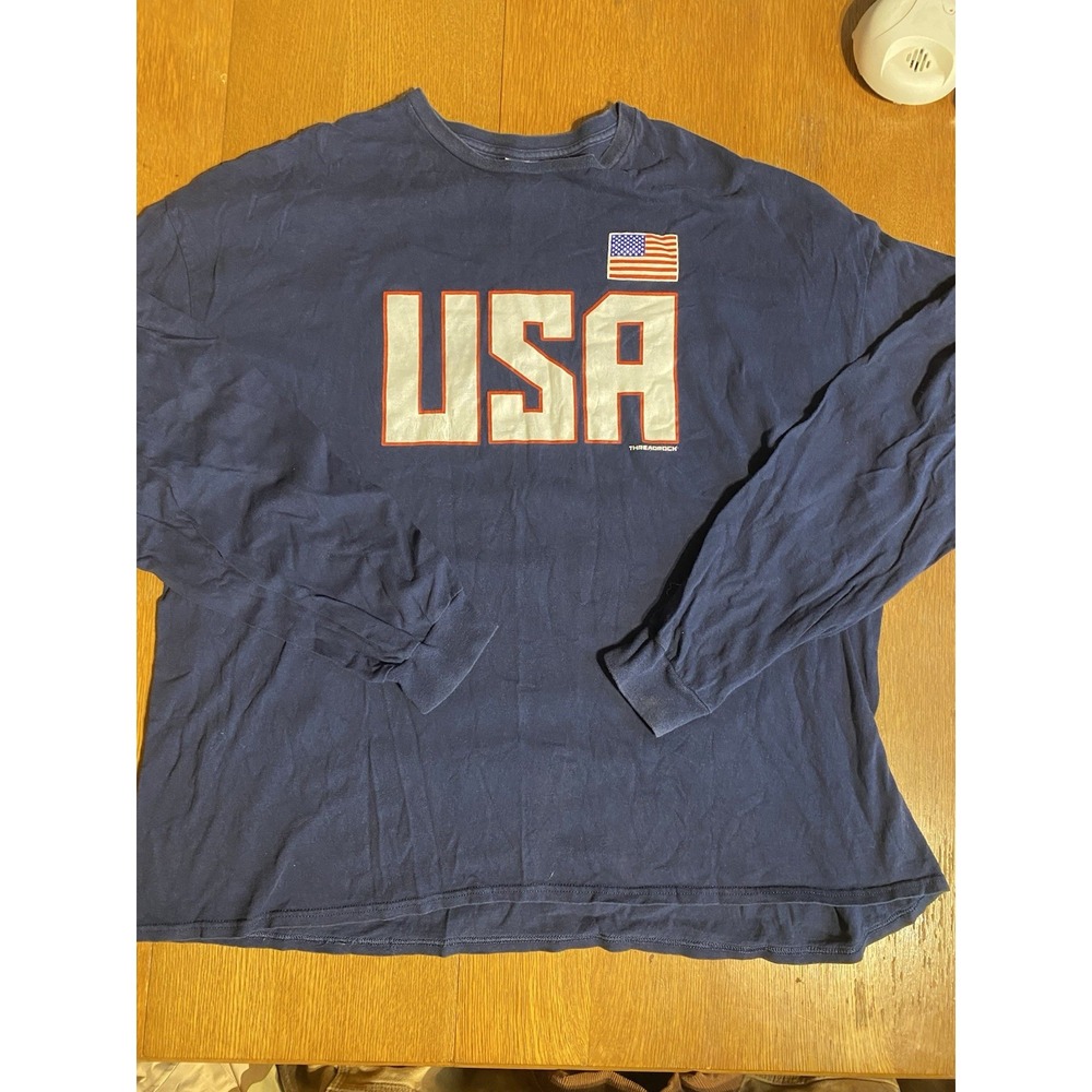 USA Flag Shirt 3XL Navy Long Sleeve‎ Patriotic Graphic Tee Delta Threadrock